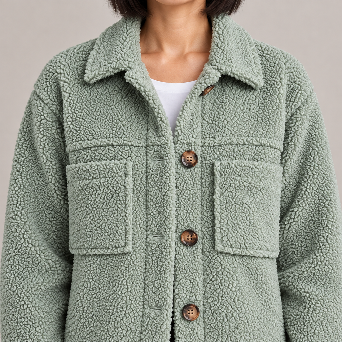 MOIRA™ - Relaxed Fit Fleece Jacket — green — detail view