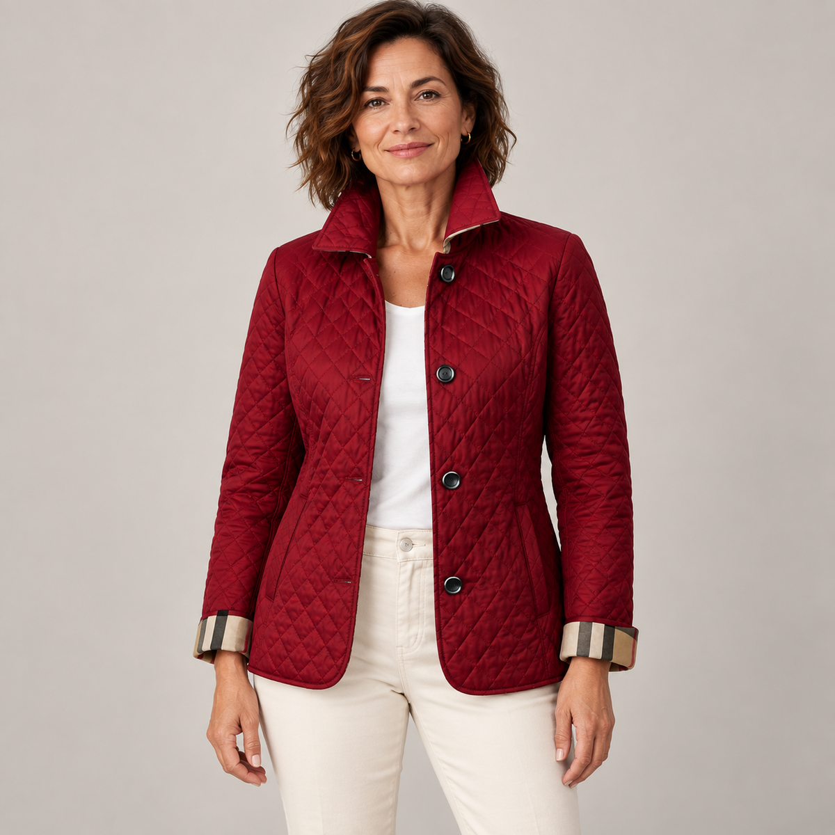 Kelley | Lightweight Quilted Jacket — Red — front view