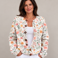 Cute and Fresh Little Flowers Print Buttoned Cardigan Sweater — Multicolour — front view