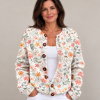 Cute and Fresh Little Flowers Print Buttoned Cardigan Sweater — Multicolour — front view