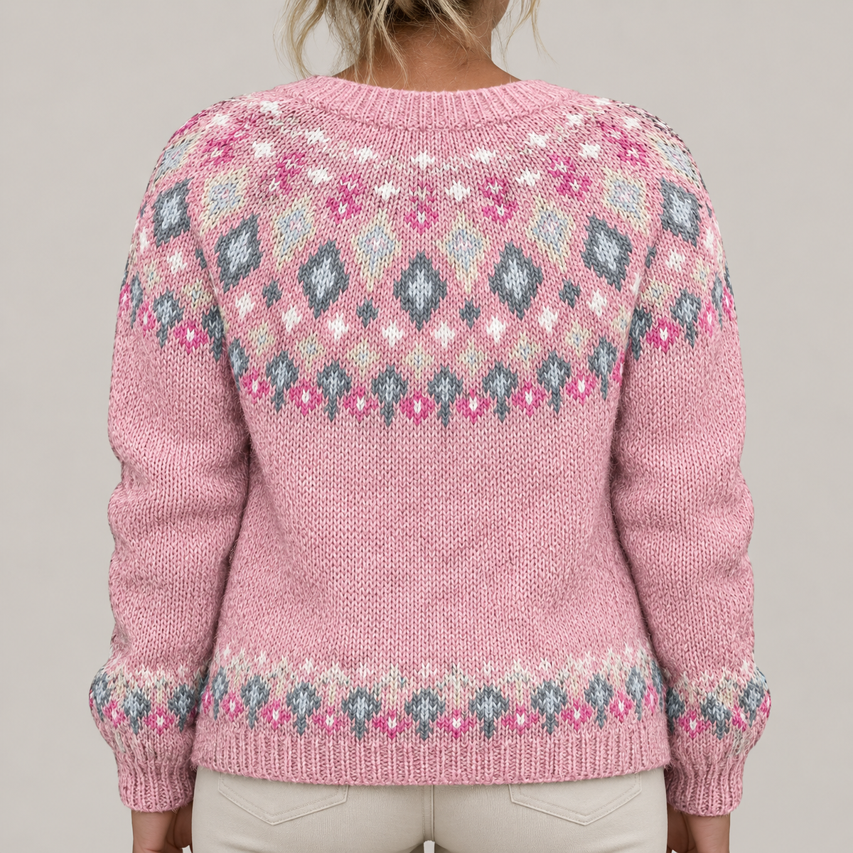 Auryziah | Comfortable Cardigan — Pink — costas