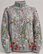 Emmeline™ | Vintage Floral Art Turtleneck Sweater