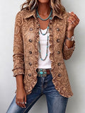 Noémie | Vintage Floral Ruffle Jacket in Brown