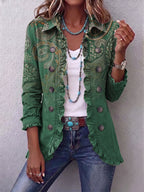 Cosette | Bohemian Paisley Ruffle Jacket in Green