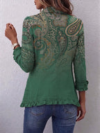 Cosette | Bohemian Paisley Ruffle Jacket in Green