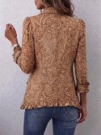 Noémie | Vintage Floral Ruffle Jacket in Brown
