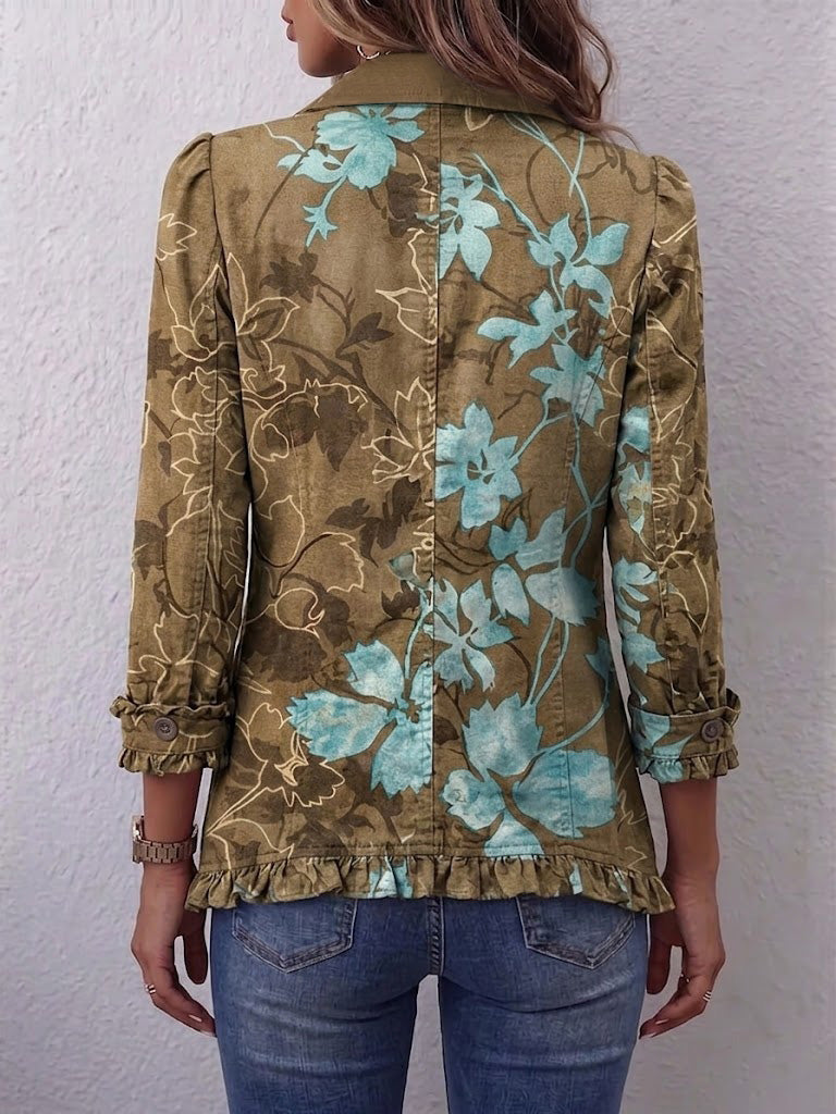 Blanche | Vintage Floral Ombré Ruffle Jacket