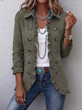 Alexandrine | Floral Embroidered Ruffle Jacket in Olive