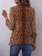Hélène | Spotted Print Ruffle Jacket in Brown
