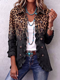 Valentine | Leopard Ombré Ruffle Blazer in Charcoal