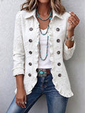 Camille | Floral Embroidered Ruffle Jacket in Ivory