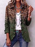 Louise | Leopard Ombré Ruffle Blazer in Olive