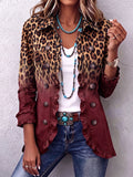 Olivia | Leopard Ombré Ruffle Blazer in Wine