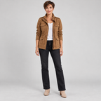 Women'S Utility Cargo Jacket With Multi Pocket Drawstring Waist — Brown — photo 2